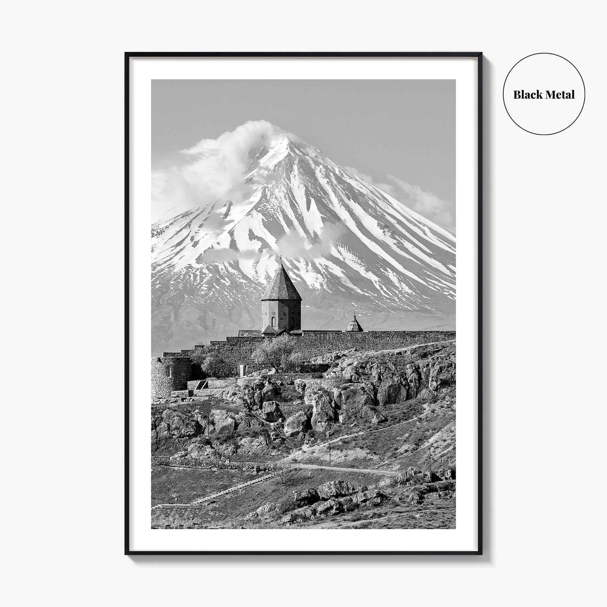 Armenia Black and White Fine Art Photo Print, Khor Virap Monastery, Mount Ararat Poster