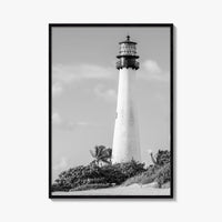 Cape Florida Lighthouse Black and White Fine Art Photo Print, Key Biscayne Miami Poster