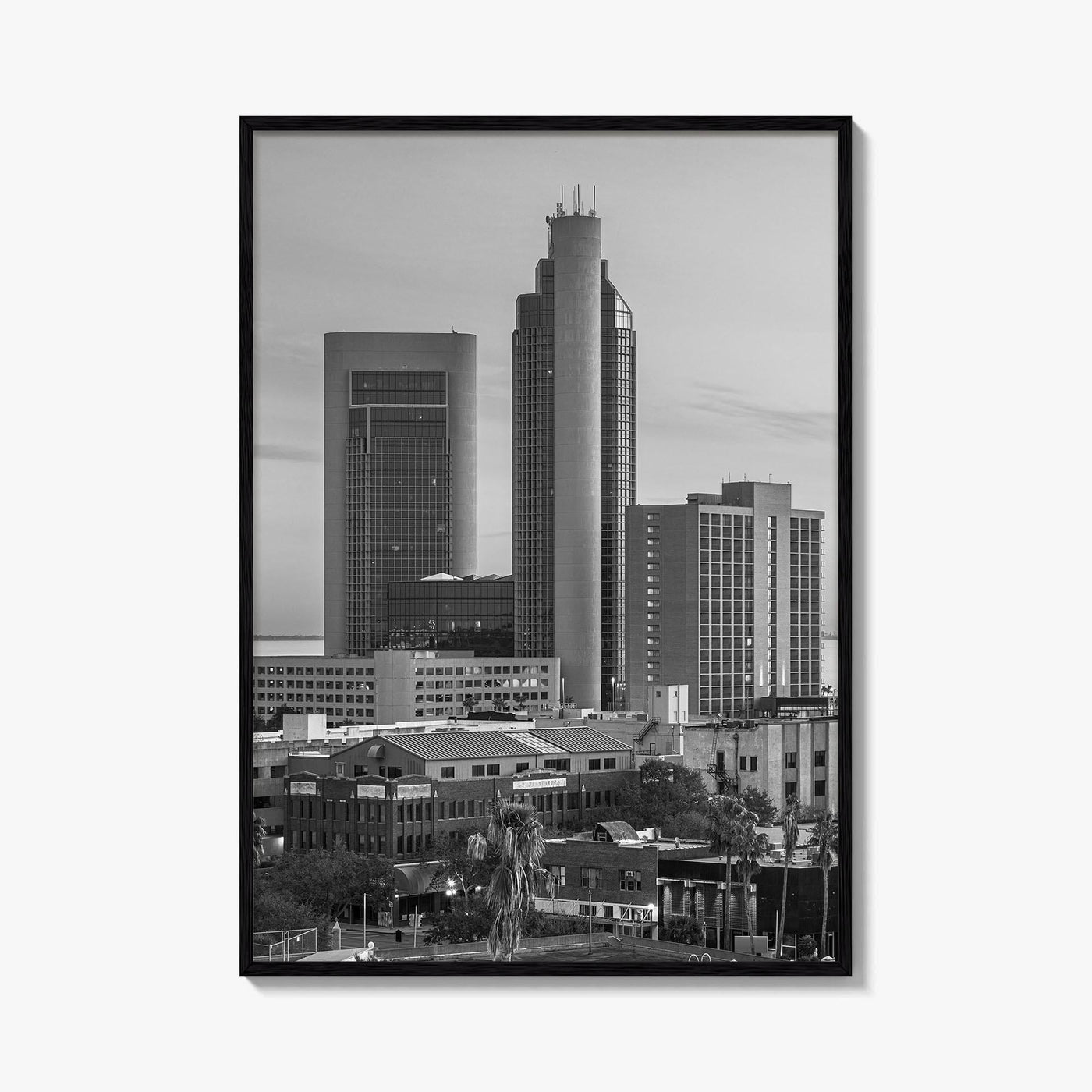 Corpus Christi Skyline Black and White Fine Art Photo Print, Texas Poster, USA Poster