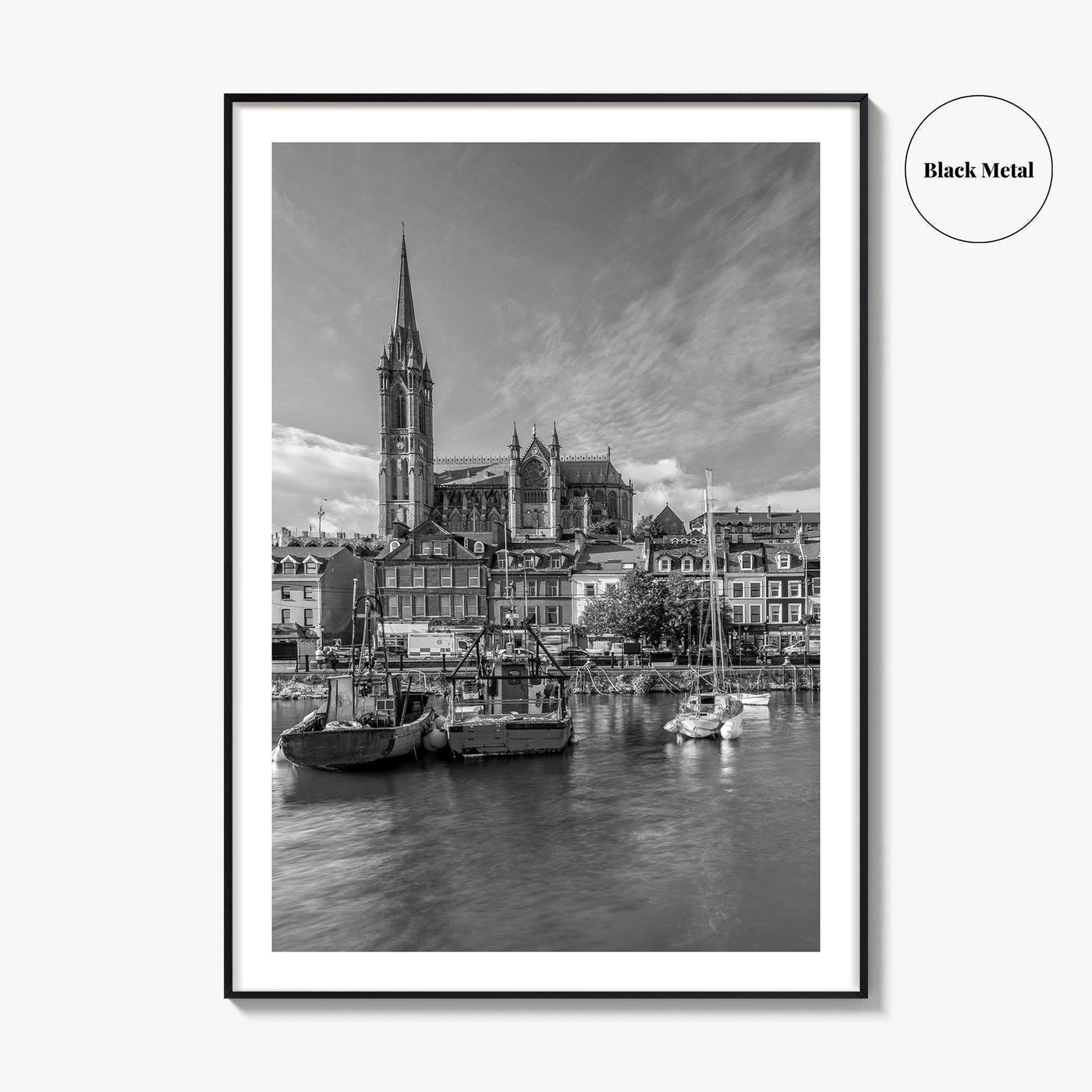 Cork Black and White Fine Art Photo Print, Cobh Cathedral Ireland Poster