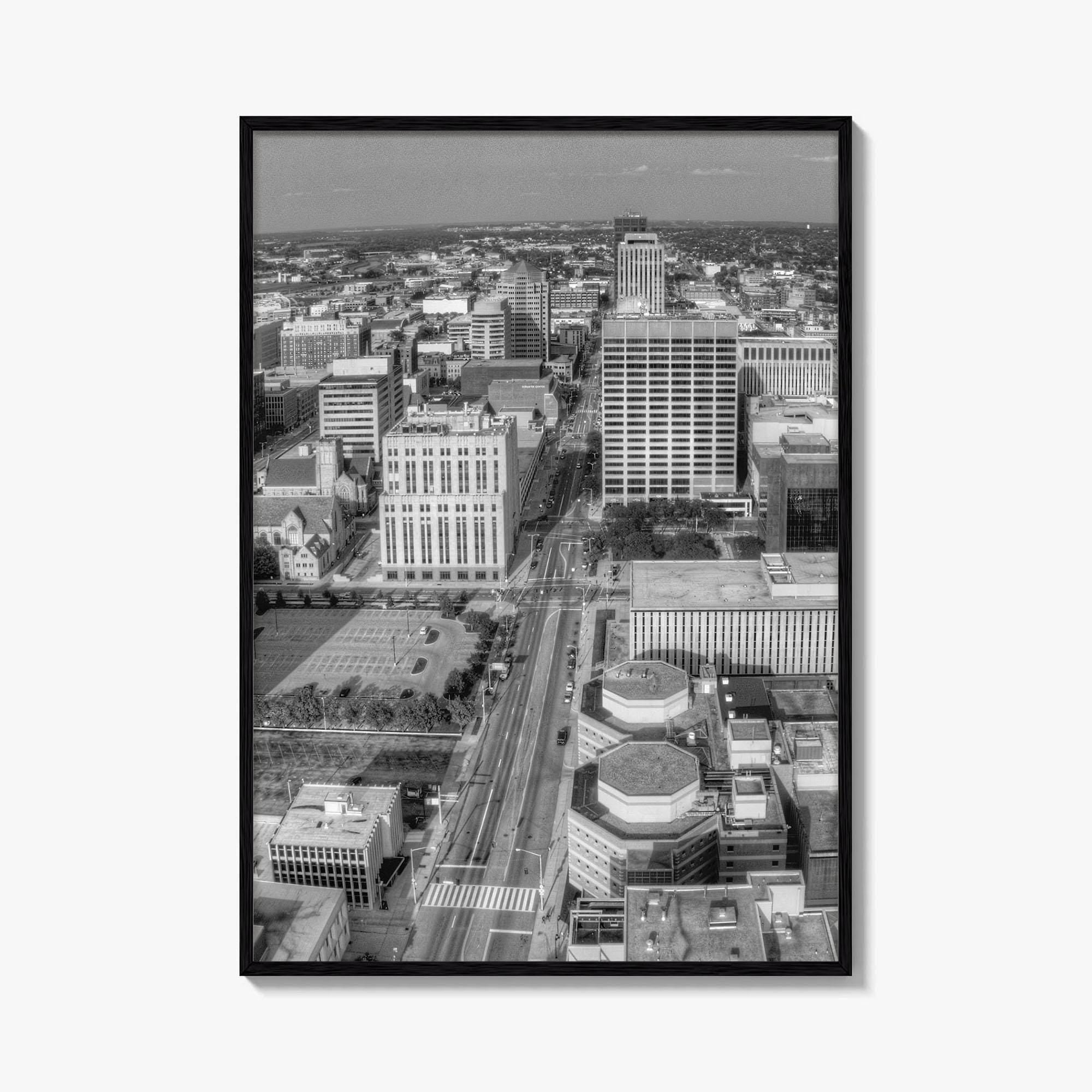 Dayton Skyline Black and White Fine Art Photo Print, Ohio, USA, Wall Decor, Poster