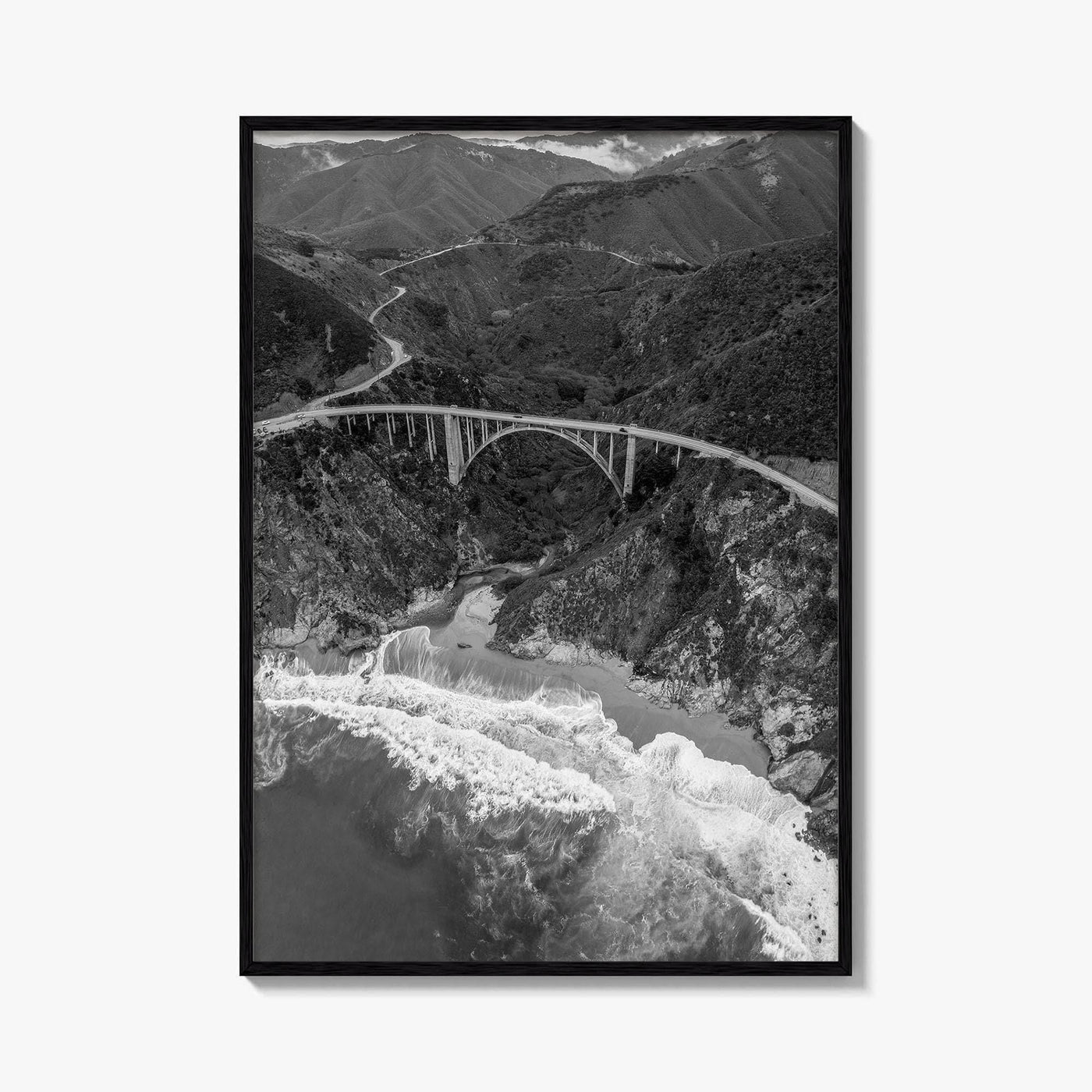 Big Sur Black and White Fine Art Photo Print, Bixby Creek Bridge, California Poster
