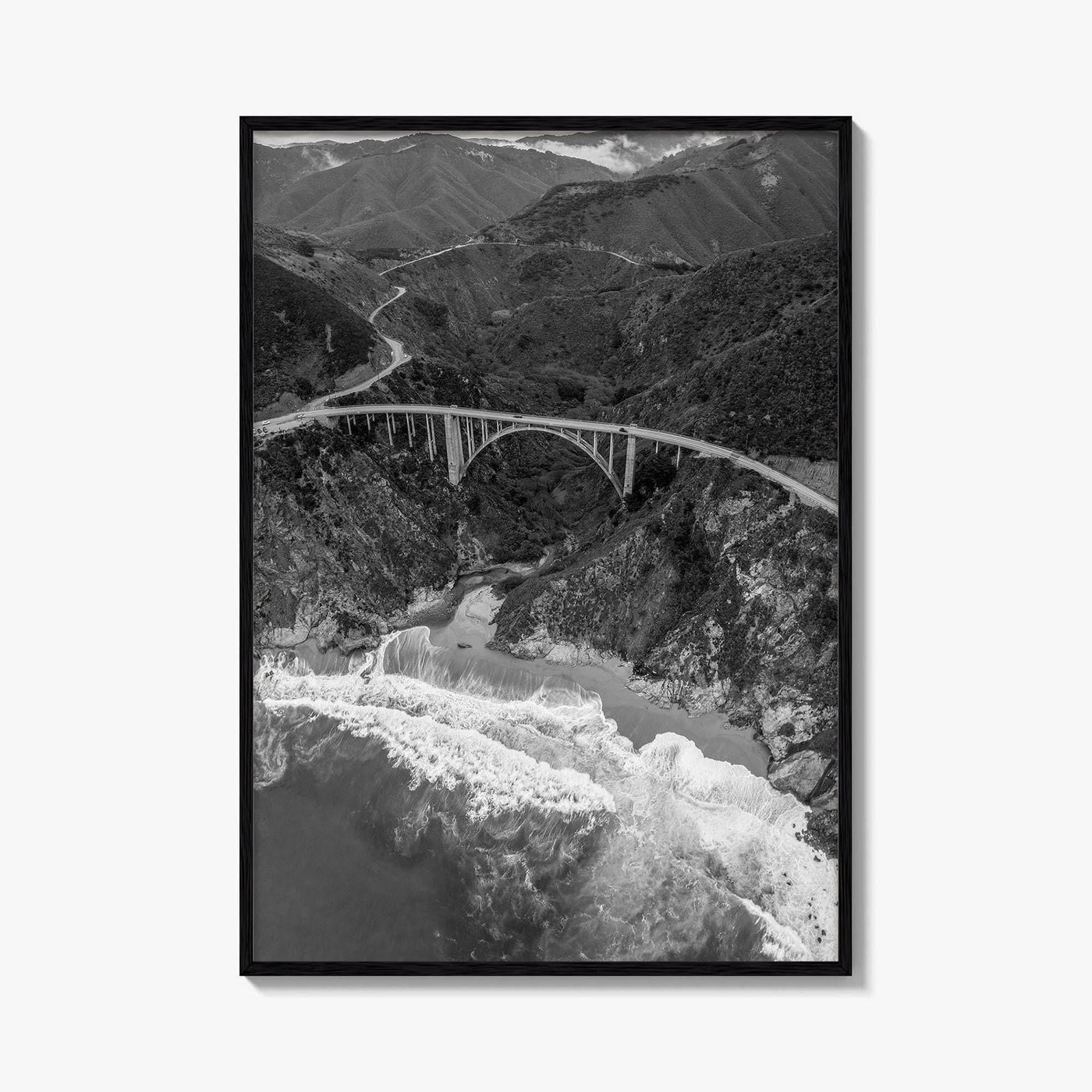 Big Sur Black and White Fine Art Photo Print, Bixby Creek Bridge, California Poster