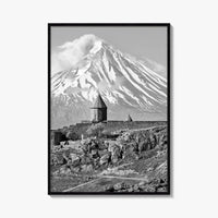 Armenia Black and White Fine Art Photo Print, Khor Virap Monastery, Mount Ararat Poster