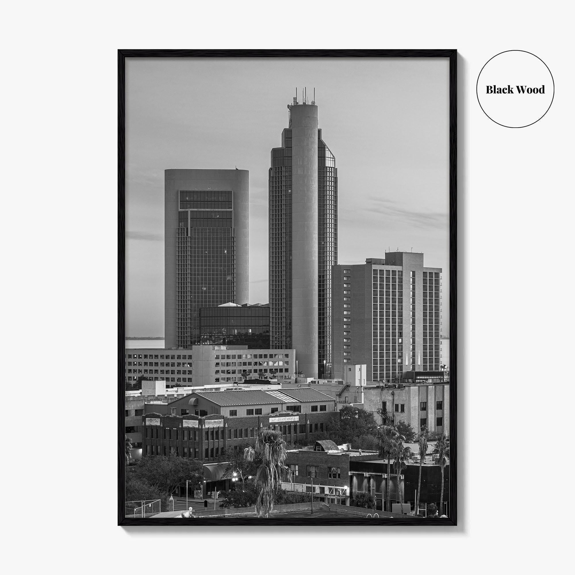 Corpus Christi Skyline Black and White Fine Art Photo Print, Texas Poster, USA Poster