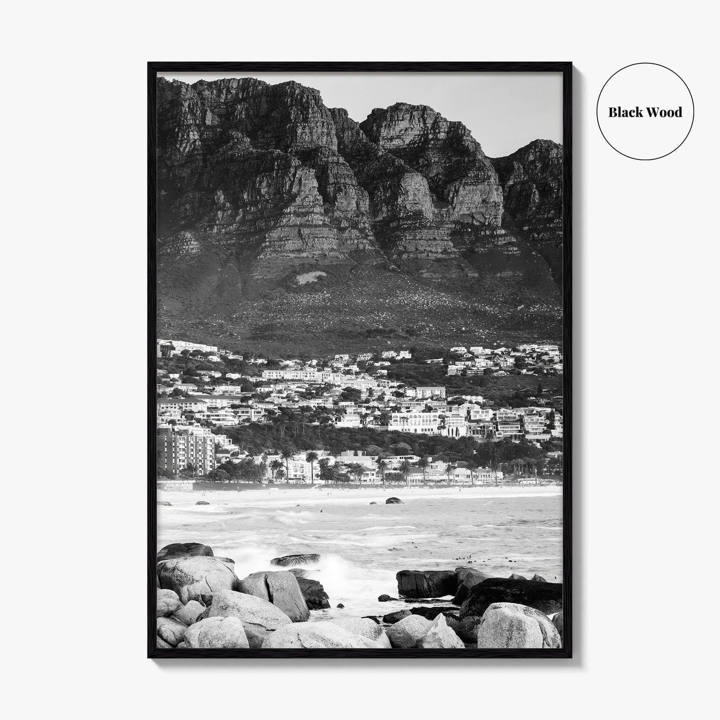 Cape Town Black and White Fine Art Photo Print, Camps Bay South Africa Poster