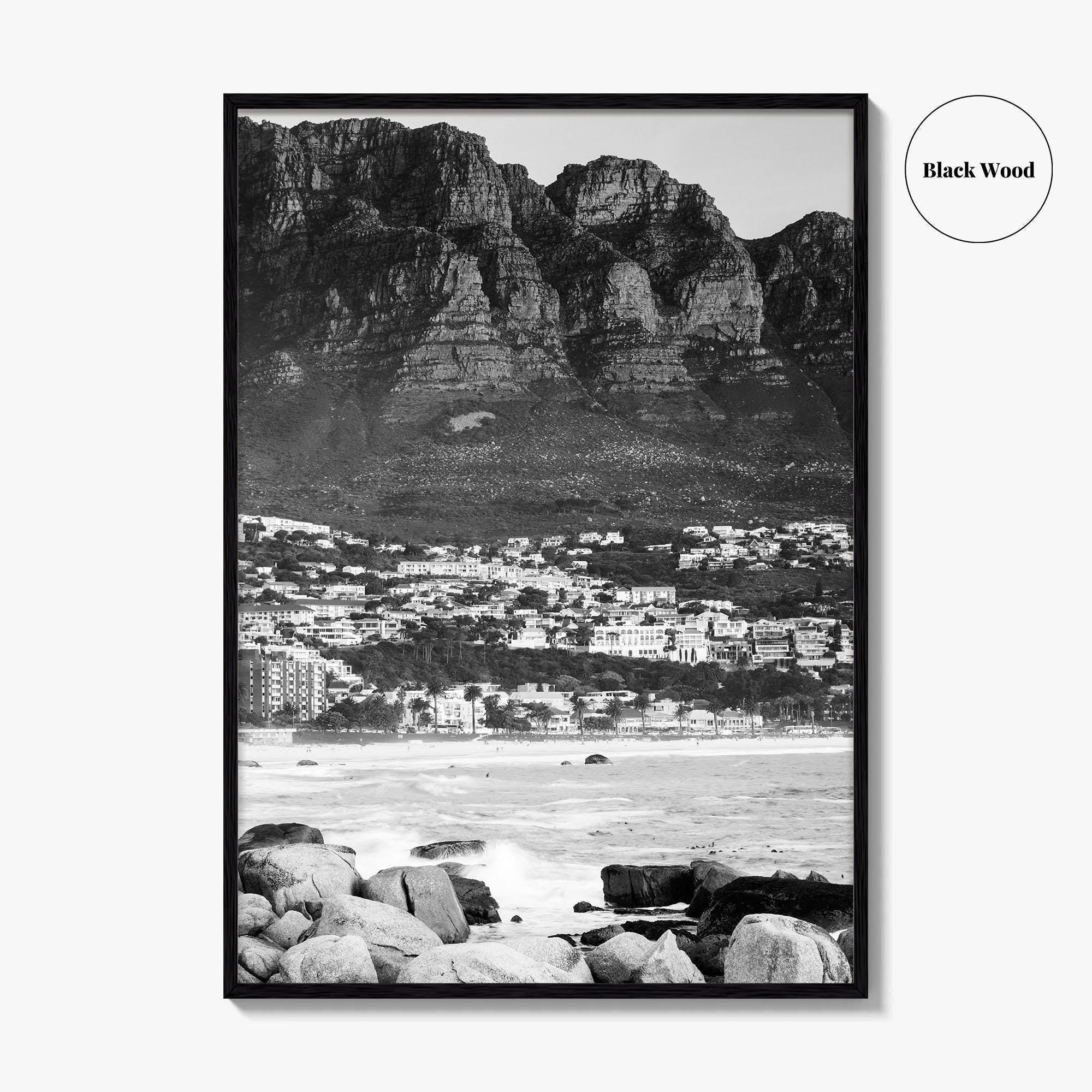 Cape Town Black and White Fine Art Photo Print, Camps Bay South Africa Poster