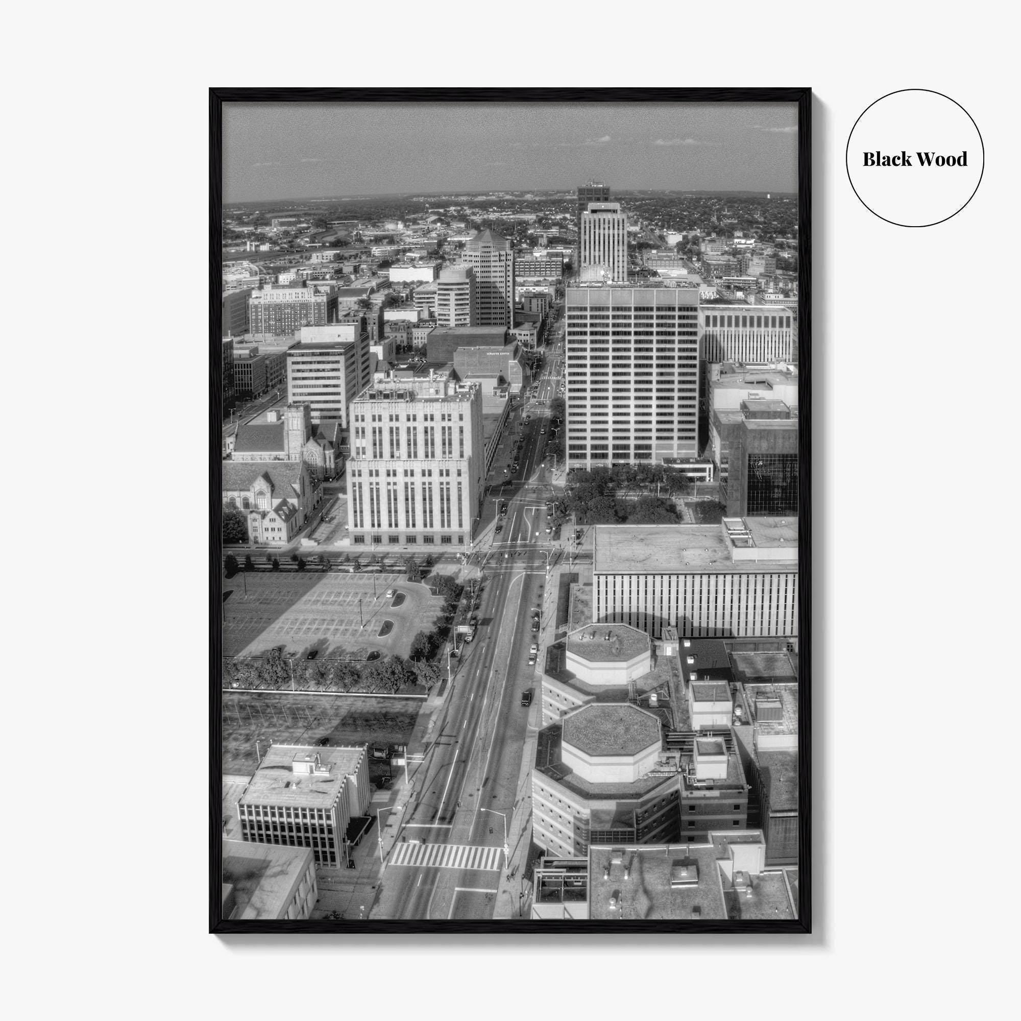 Dayton Skyline Black and White Fine Art Photo Print, Ohio, USA, Wall Decor, Poster