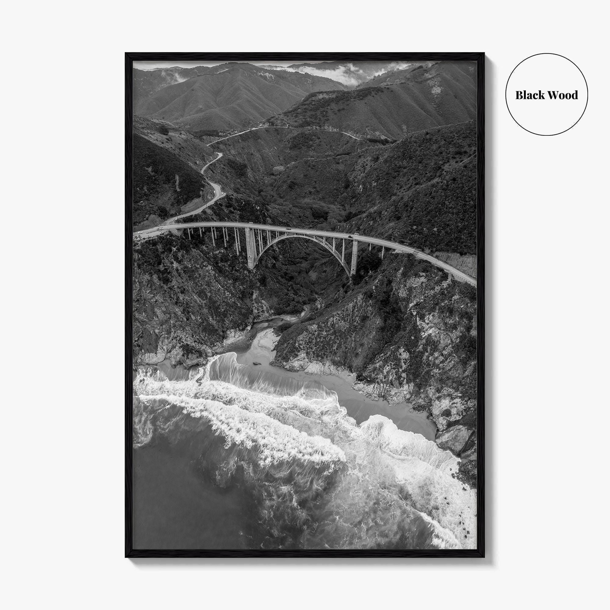 Big Sur Black and White Fine Art Photo Print, Bixby Creek Bridge, California Poster