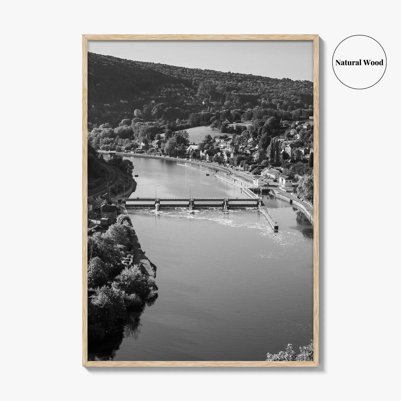Ardennes Black and White Fine Art Photo Print, River Meuse Dinant Namur Poster