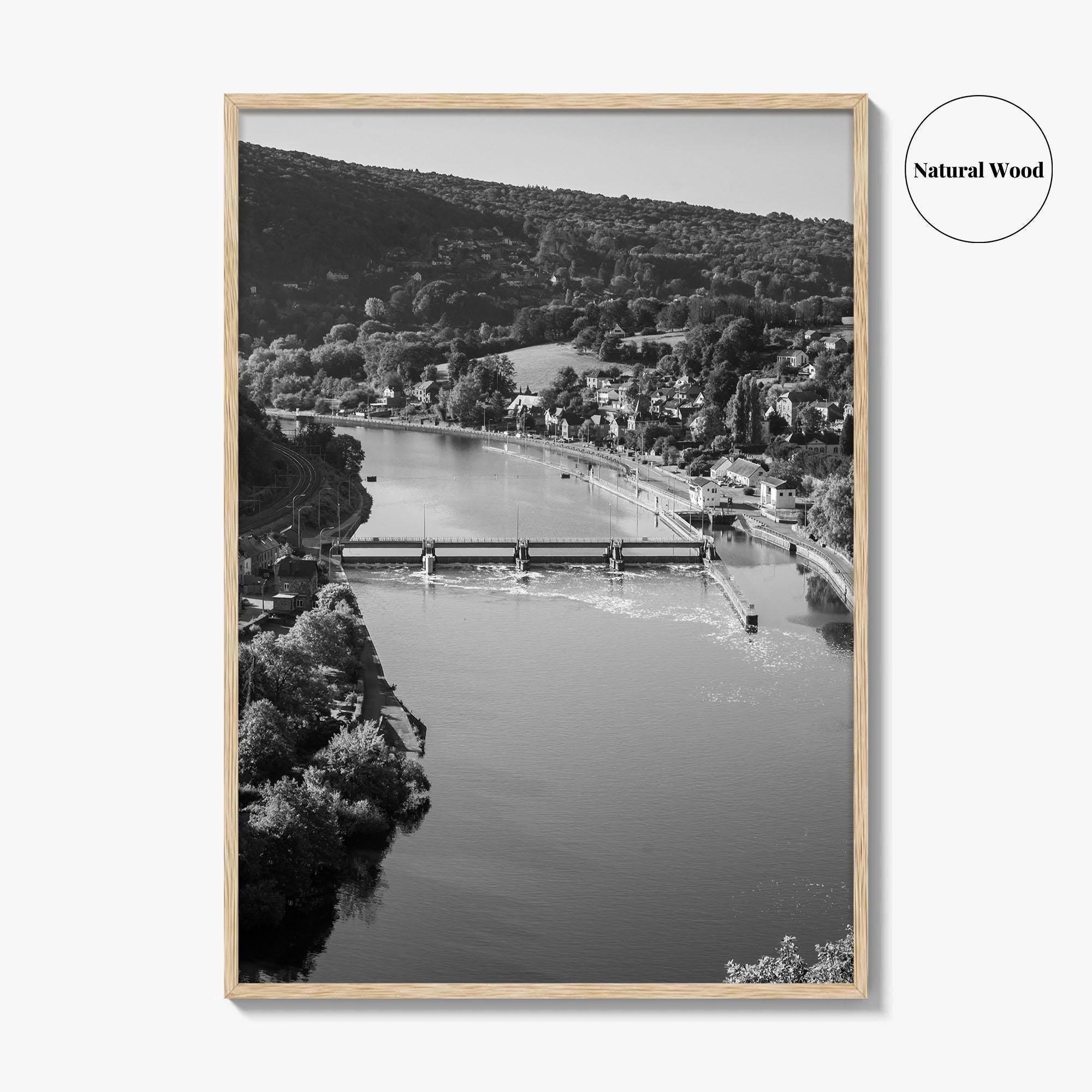 Ardennes Black and White Fine Art Photo Print, River Meuse Dinant Namur Poster