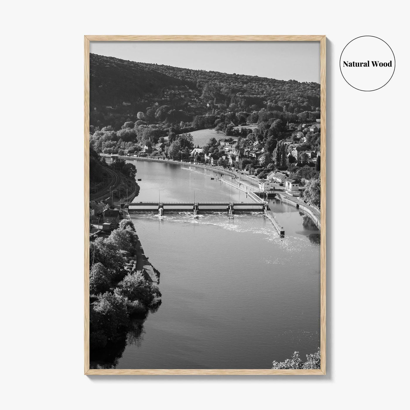 Ardennes Black and White Fine Art Photo Print, River Meuse Dinant Namur Poster