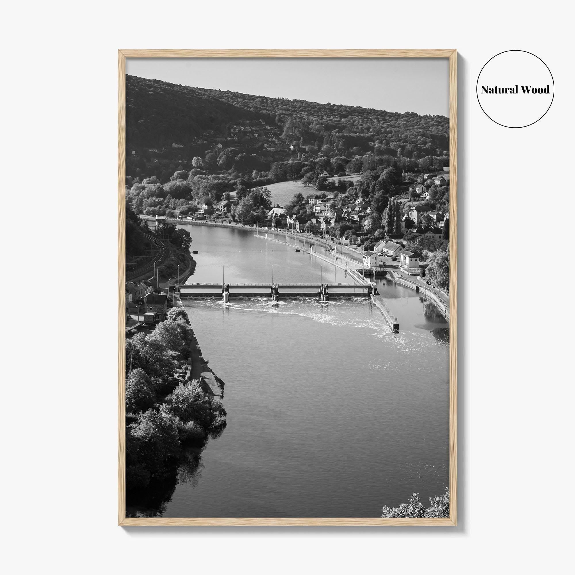 Ardennes Black and White Fine Art Photo Print, River Meuse Dinant Namur Poster
