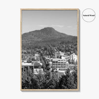 Eugene Skyline Black and White Fine Art Photo Print, Oregon Wall Poster, USA