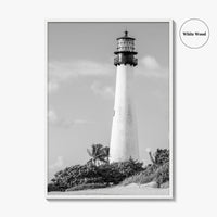 Cape Florida Lighthouse Black and White Fine Art Photo Print, Key Biscayne Miami Poster