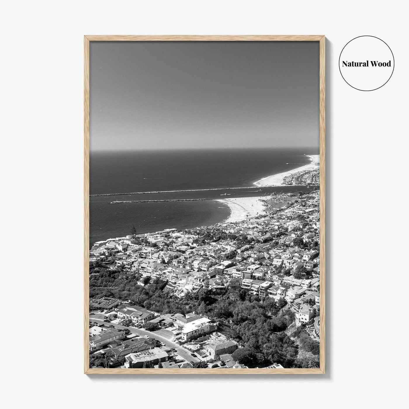 Corona Del Mar Black and White Fine Art Photo Print, Newport Beach California, Aerial