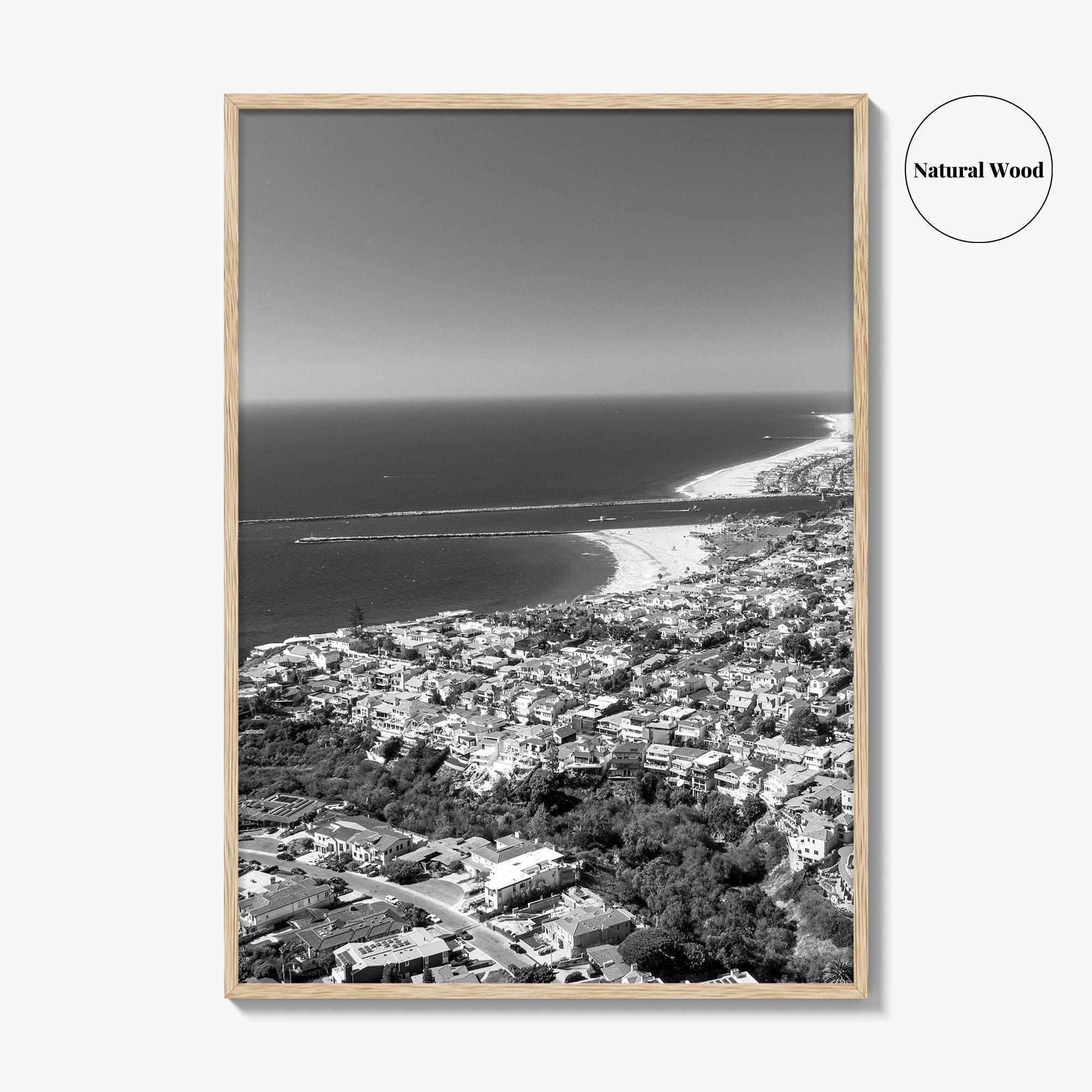 Corona Del Mar Black and White Fine Art Photo Print, Newport Beach California, Aerial