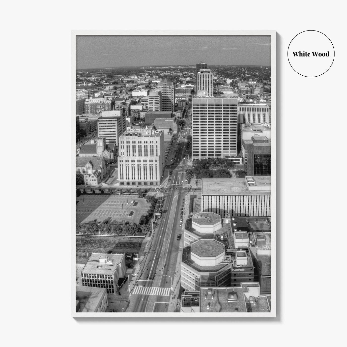 Dayton Skyline Black and White Fine Art Photo Print, Ohio, USA, Wall Decor, Poster