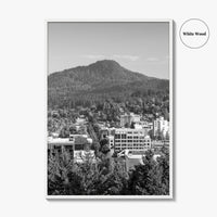 Eugene Skyline Black and White Fine Art Photo Print, Oregon Wall Poster, USA