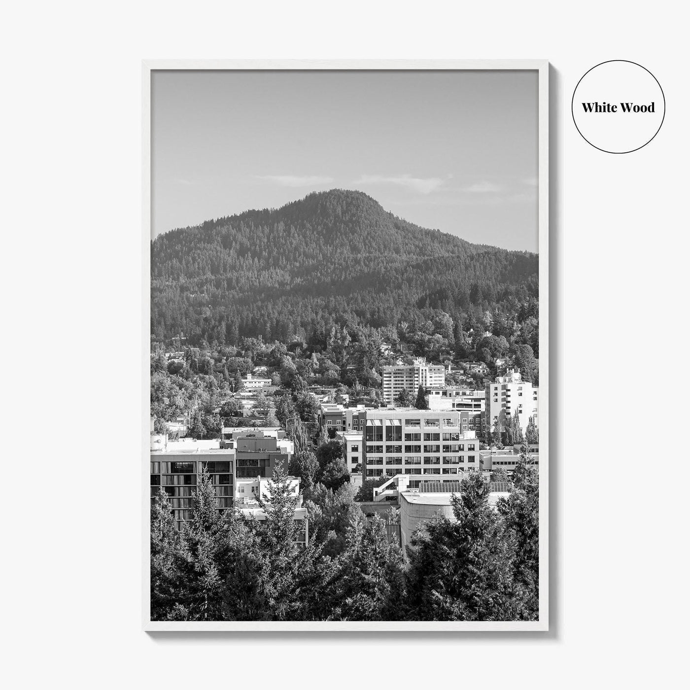 Eugene Skyline Black and White Fine Art Photo Print, Oregon Wall Poster, USA