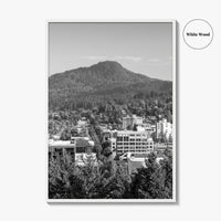 Eugene Skyline Black and White Fine Art Photo Print, Oregon Wall Poster, USA