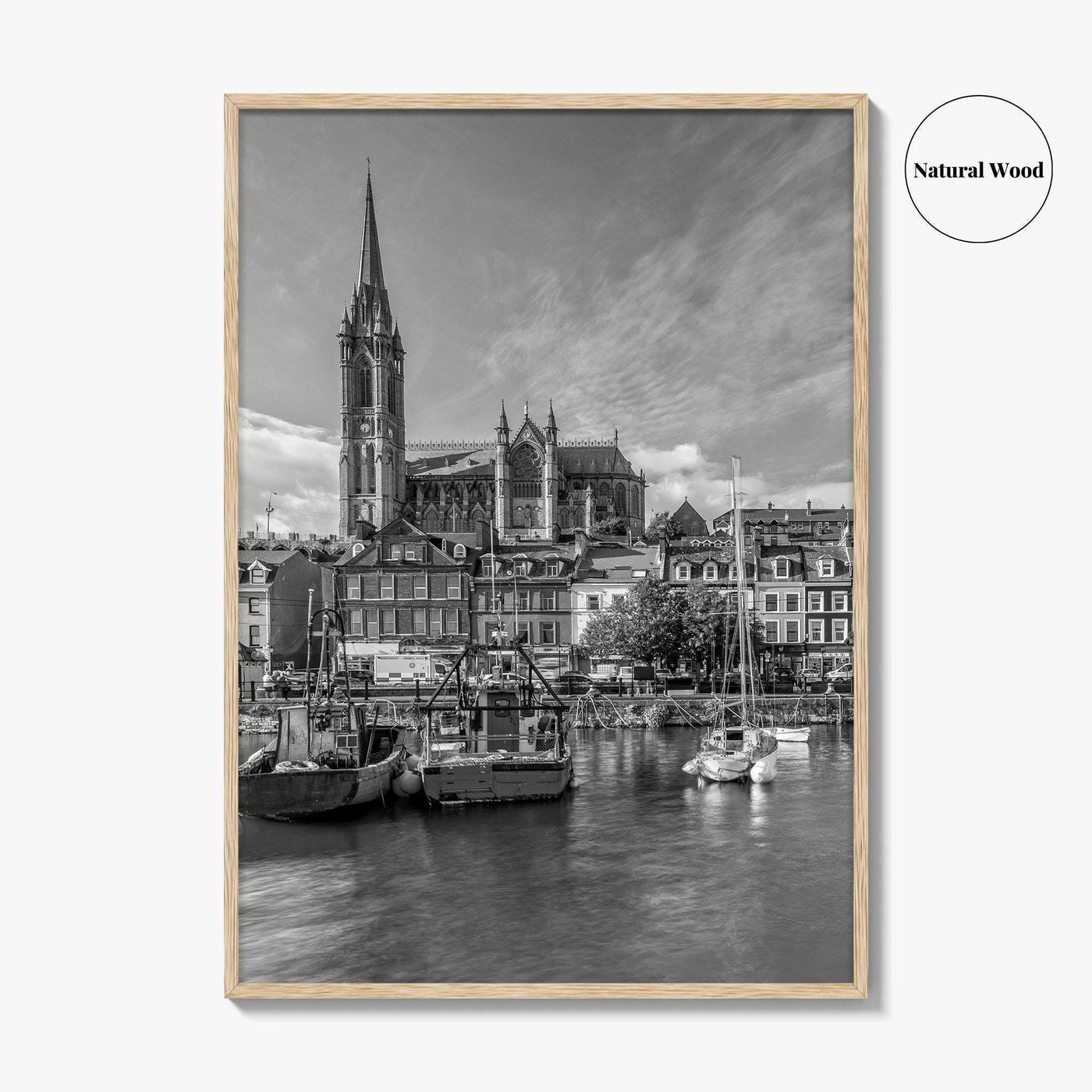 Cork Black and White Fine Art Photo Print, Cobh Cathedral Ireland Poster