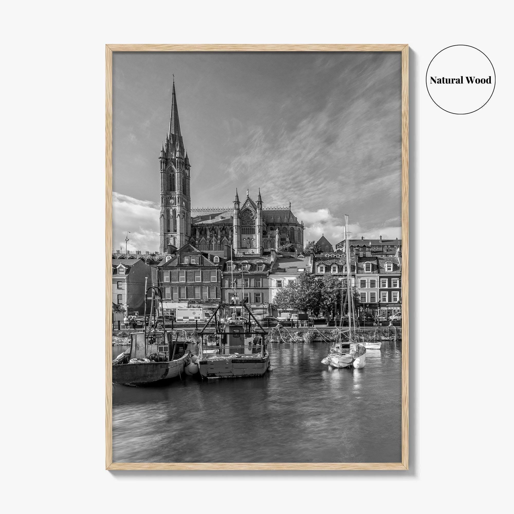 Cork Black and White Fine Art Photo Print, Cobh Cathedral Ireland Poster