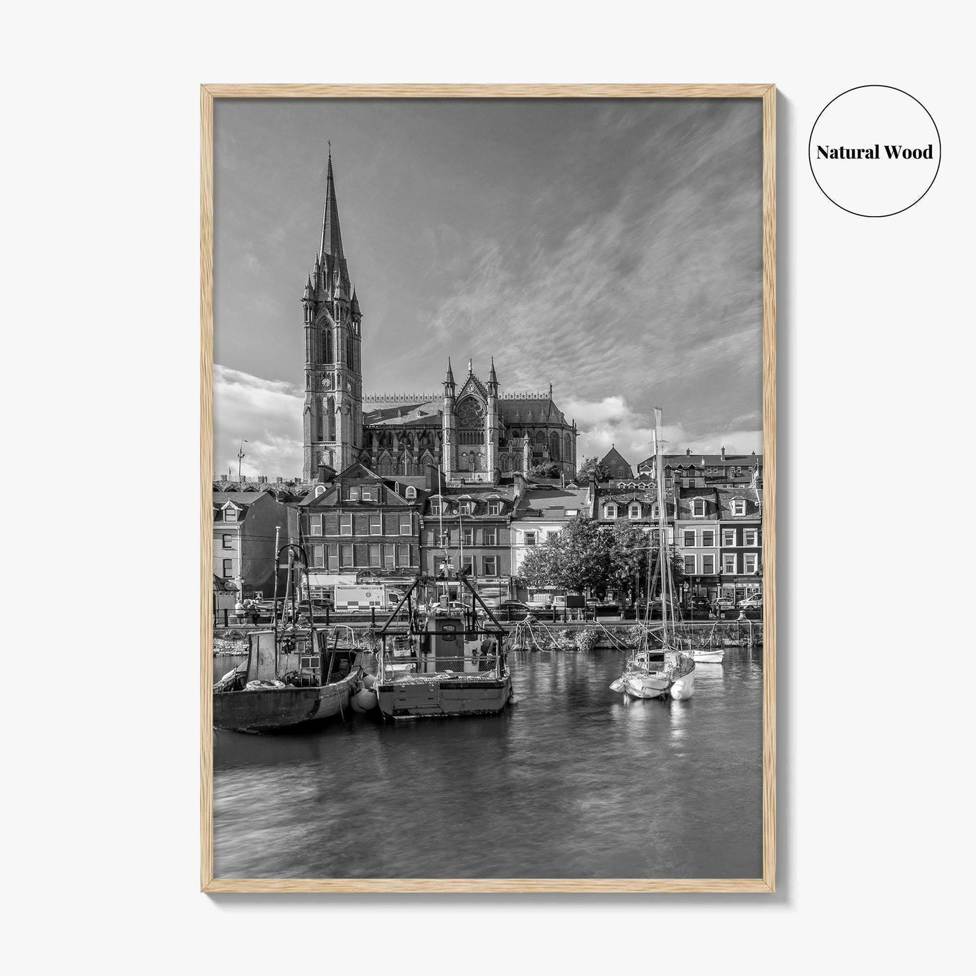 Cork Black and White Fine Art Photo Print, Cobh Cathedral Ireland Poster