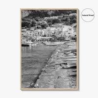 Capri Black and White Fine Art Photo Print, Marina Grande Italy Harbor Boats Poster