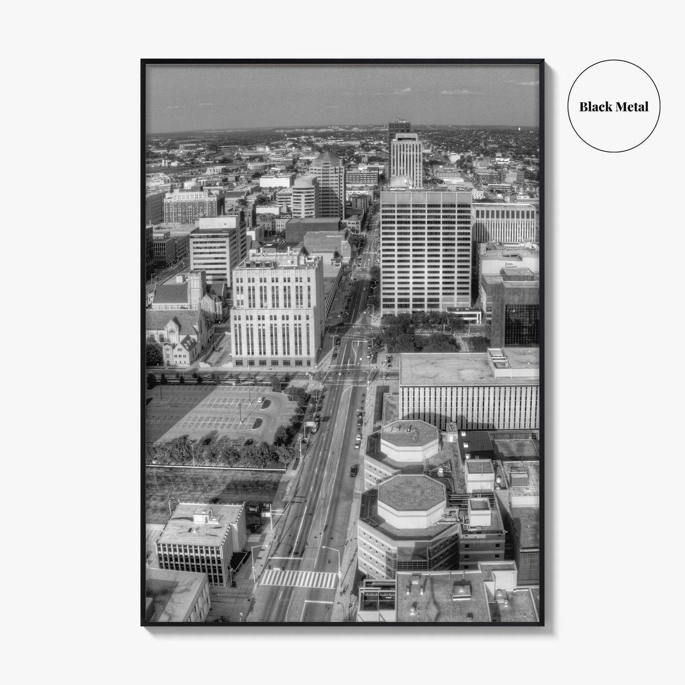 Dayton Skyline Black and White Fine Art Photo Print, Ohio, USA, Wall Decor, Poster
