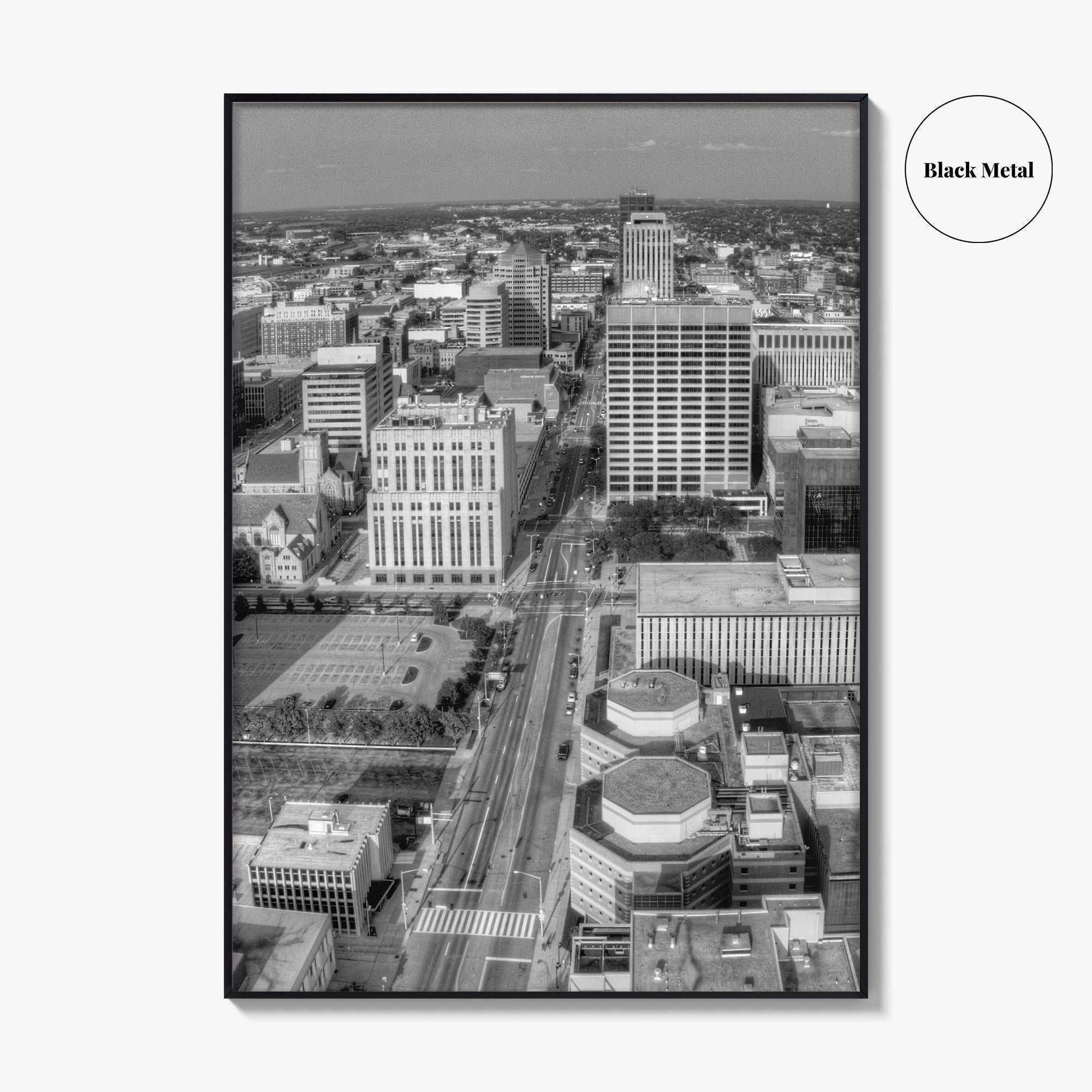 Dayton Skyline Black and White Fine Art Photo Print, Ohio, USA, Wall Decor, Poster
