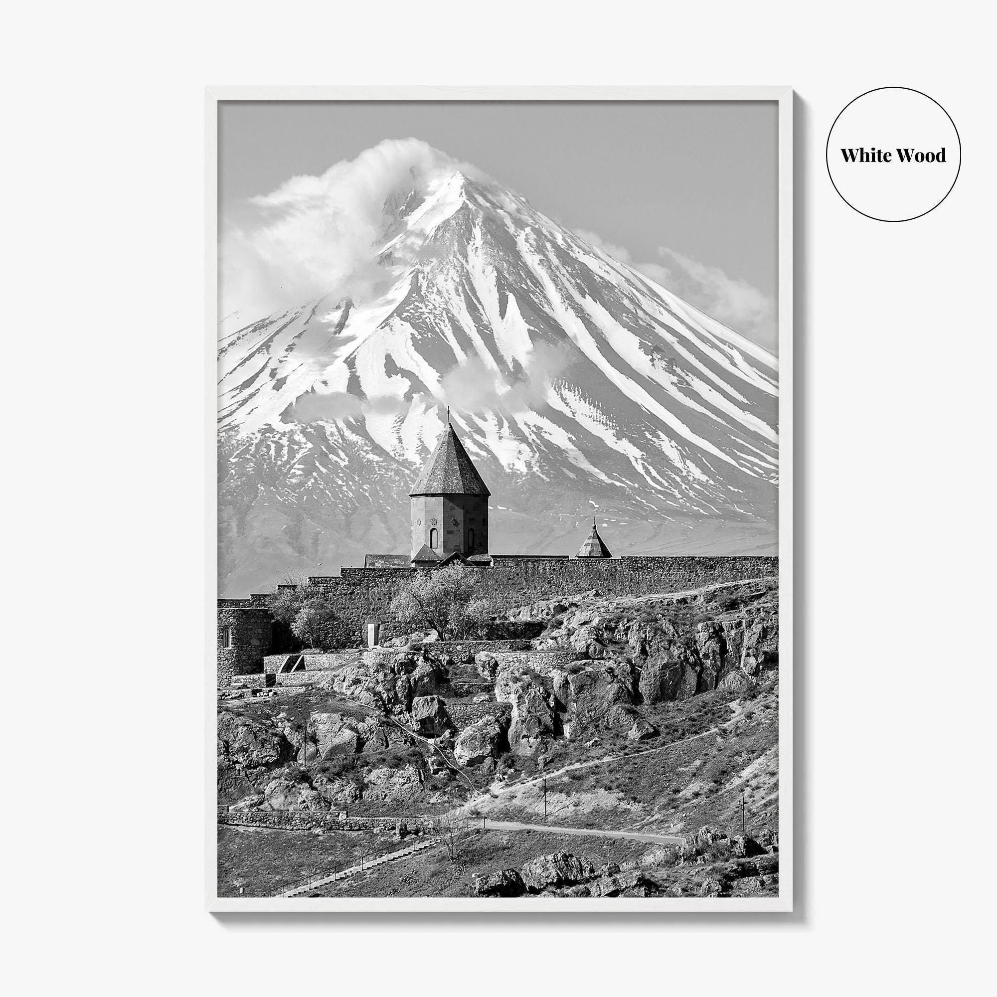 Armenia Black and White Fine Art Photo Print, Khor Virap Monastery, Mount Ararat Poster