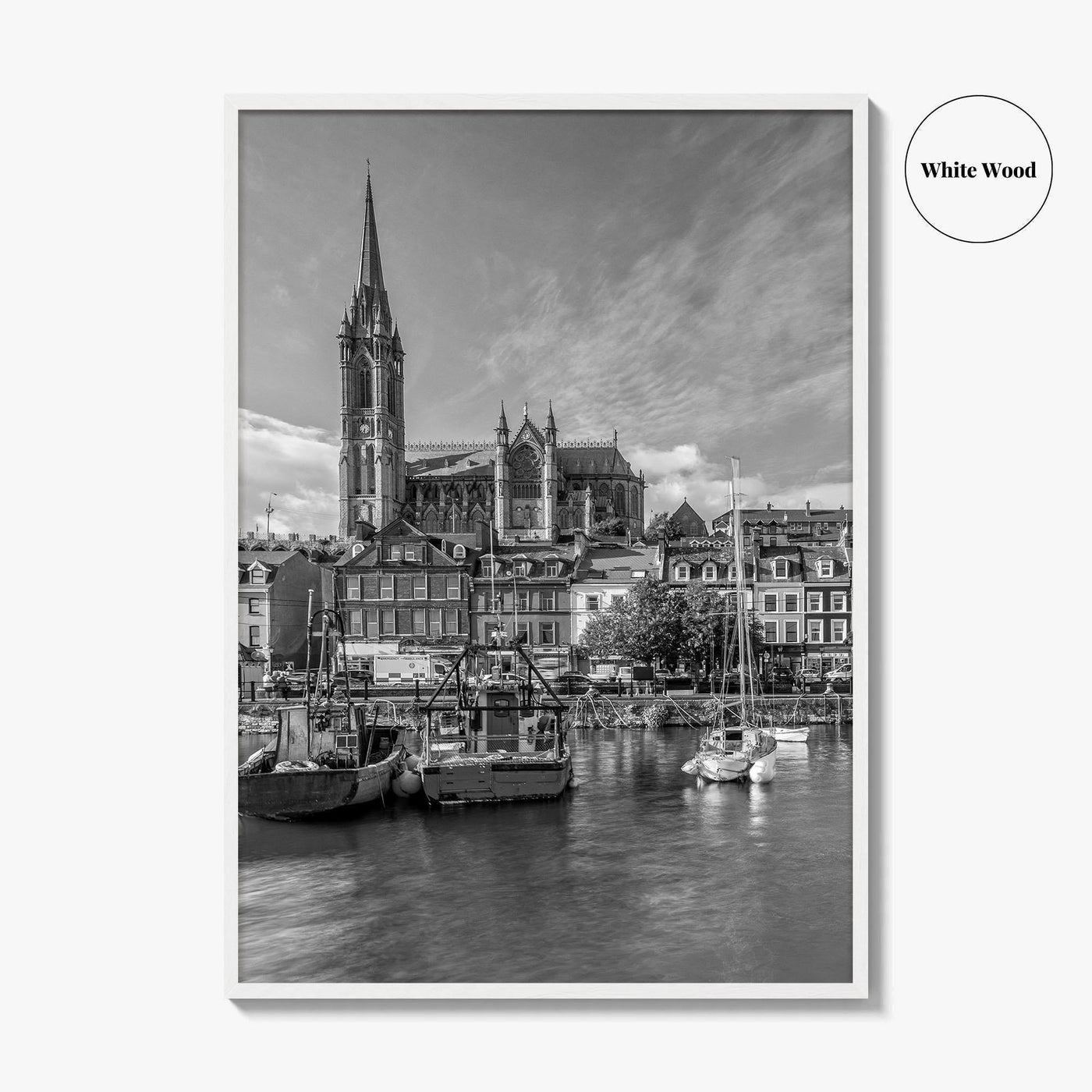 Cork Black and White Fine Art Photo Print, Cobh Cathedral Ireland Poster
