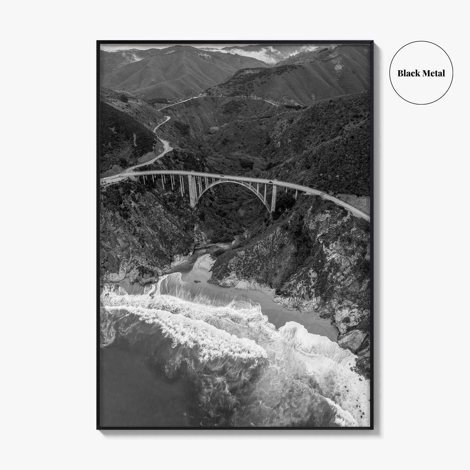 Big Sur Black and White Fine Art Photo Print, Bixby Creek Bridge, California Poster