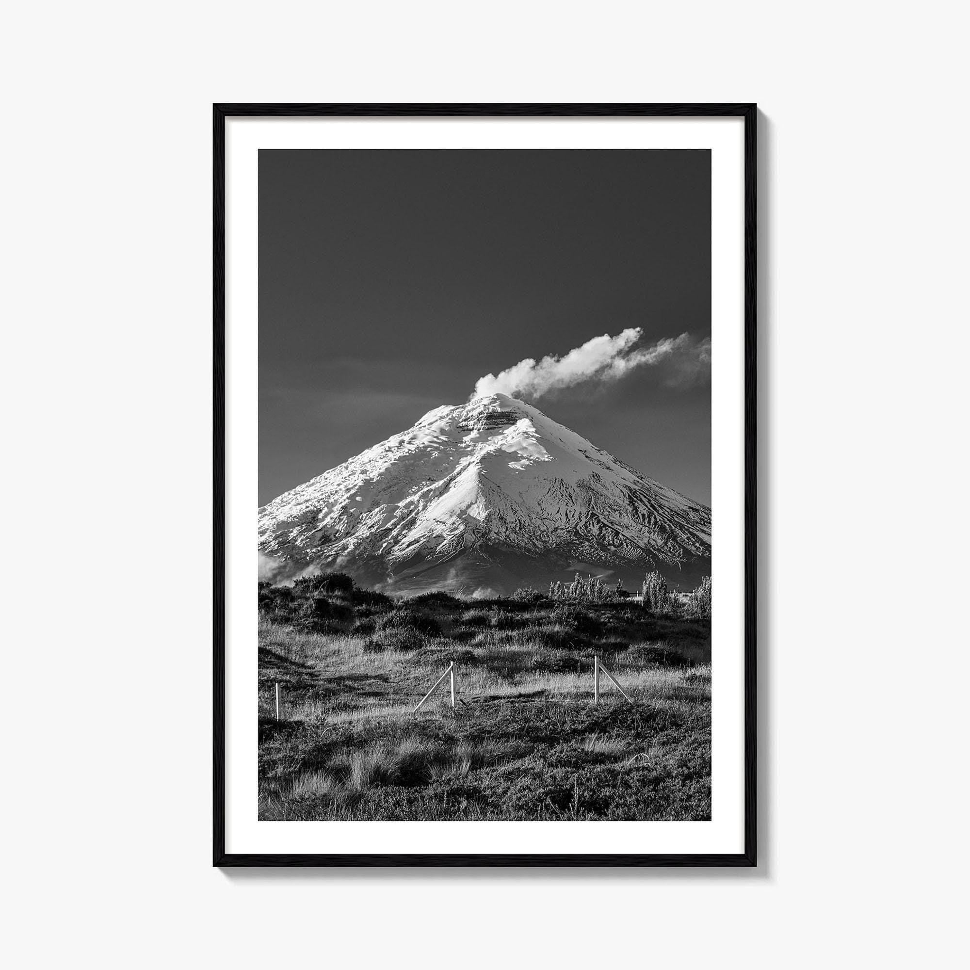 Cotopaxi Black and White Fine Art Photo Print, Volcano, Ecuador, Andes, National Park, Poster