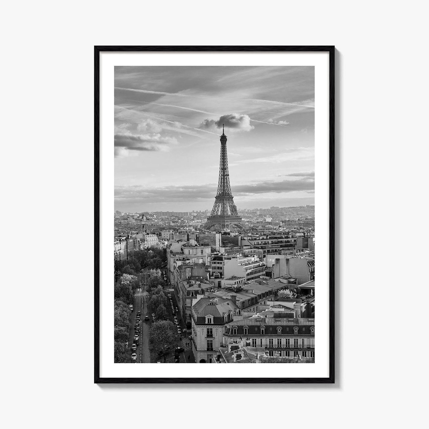 Paris Skyline Black and White Fine Art Photo Print, Eiffel Tower, France Poster