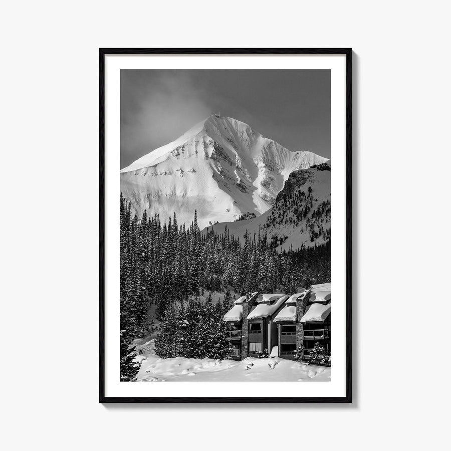 Big Sky Black and White Fine Art Photo Print, Montana USA Poster, Ski Resort