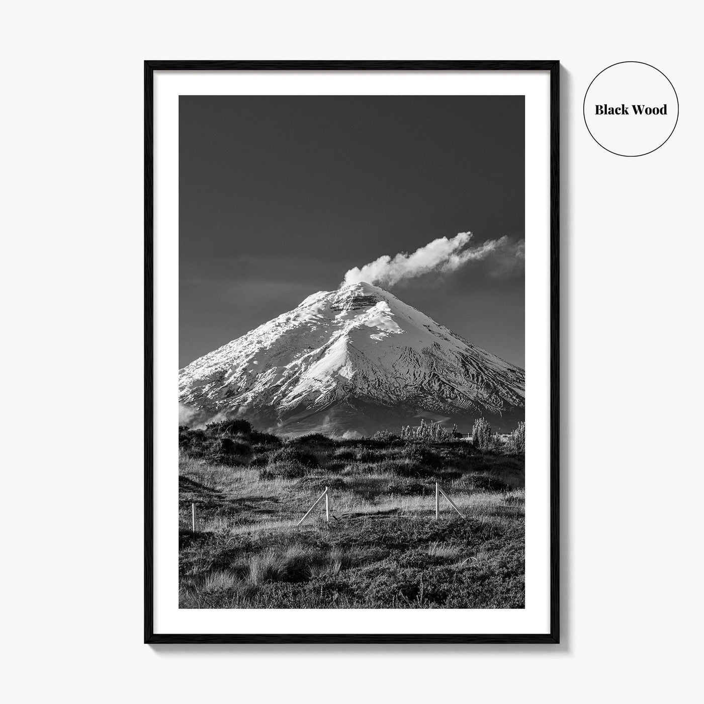 Cotopaxi Black and White Fine Art Photo Print, Volcano, Ecuador, Andes, National Park, Poster