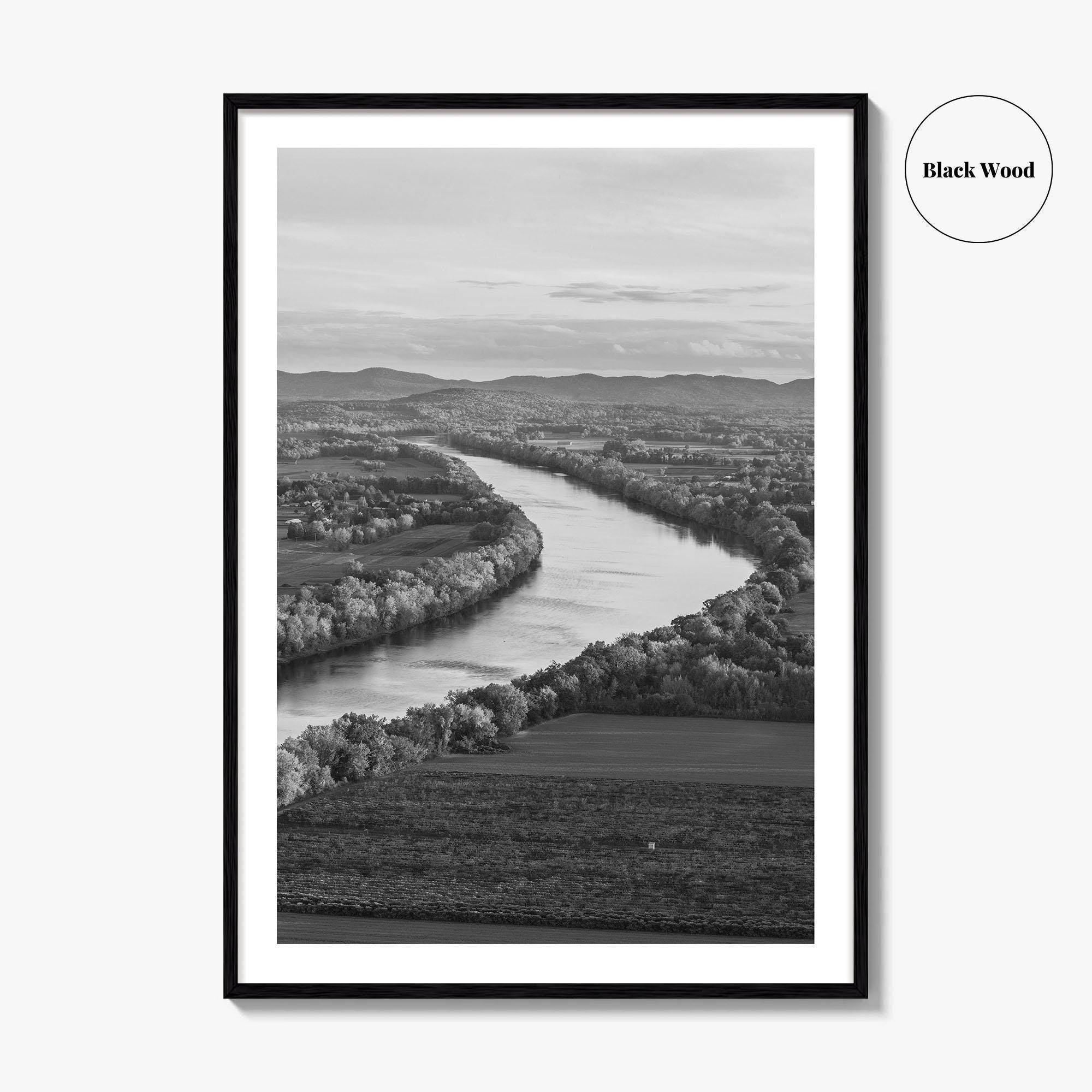 Connecticut Black and White Fine Art Photo Print, CT River Sugarloaf Mountain Poster