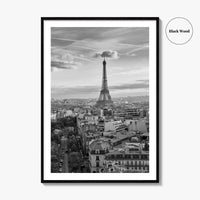 Paris Skyline Black and White Fine Art Photo Print, Eiffel Tower, France Poster