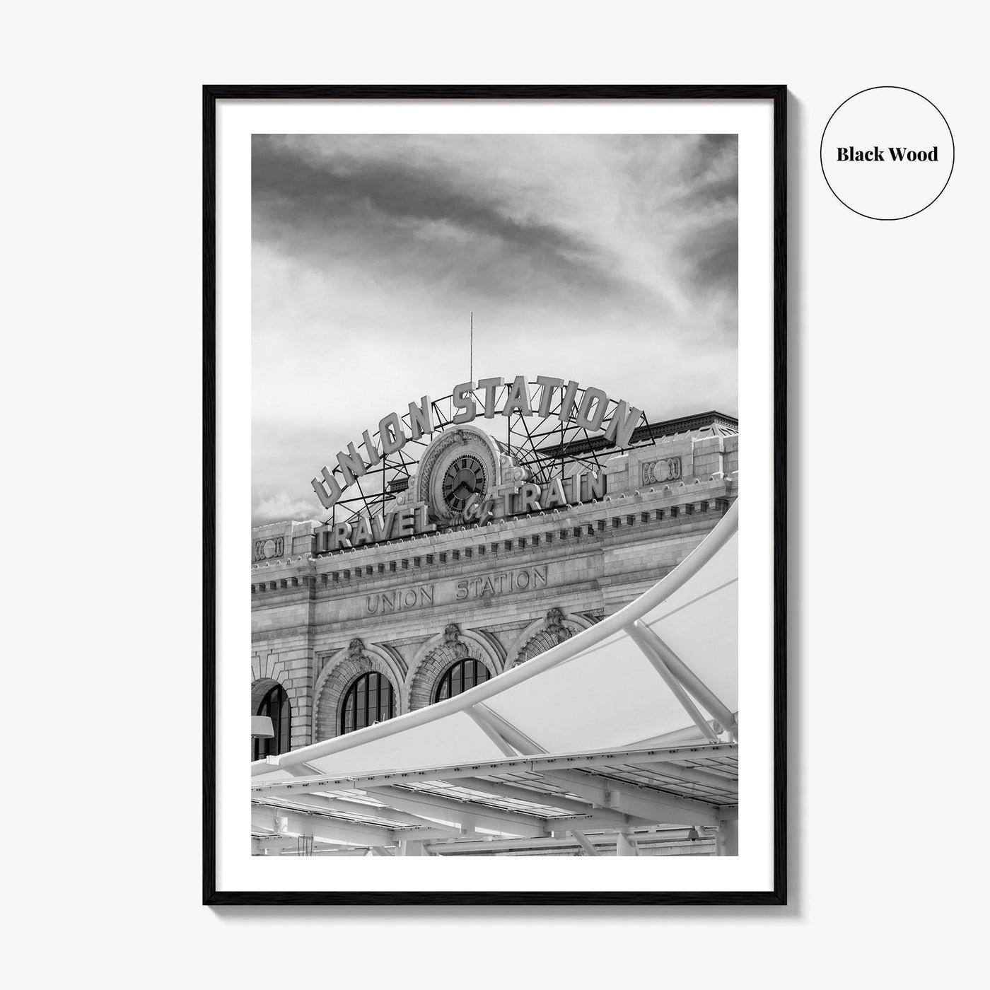 Denver Black and White Fine Art Photo Print, Union Station Colorado Poster