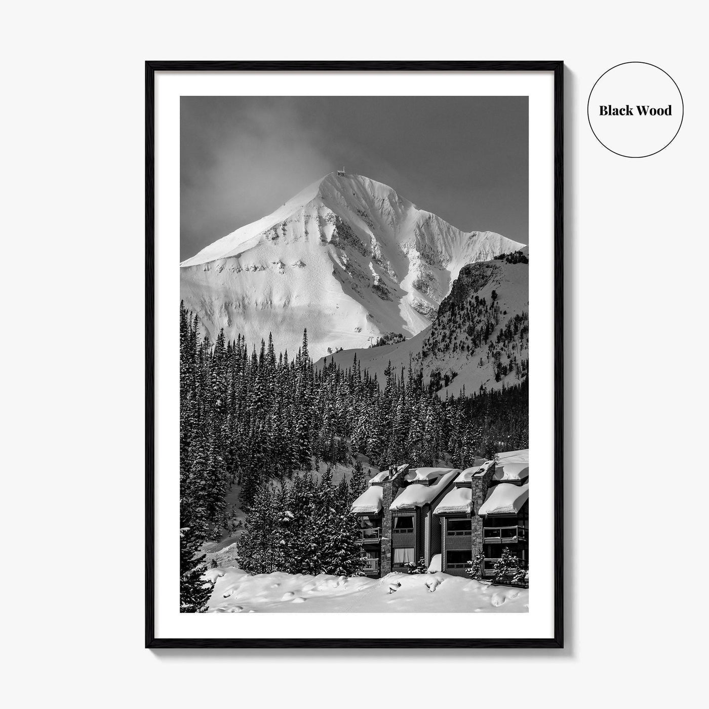 Big Sky Black and White Fine Art Photo Print, Montana USA Poster, Ski Resort