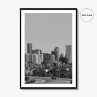 Denver Skyline Black and White Fine Art Photo Print, Panorama, Colorado Poster