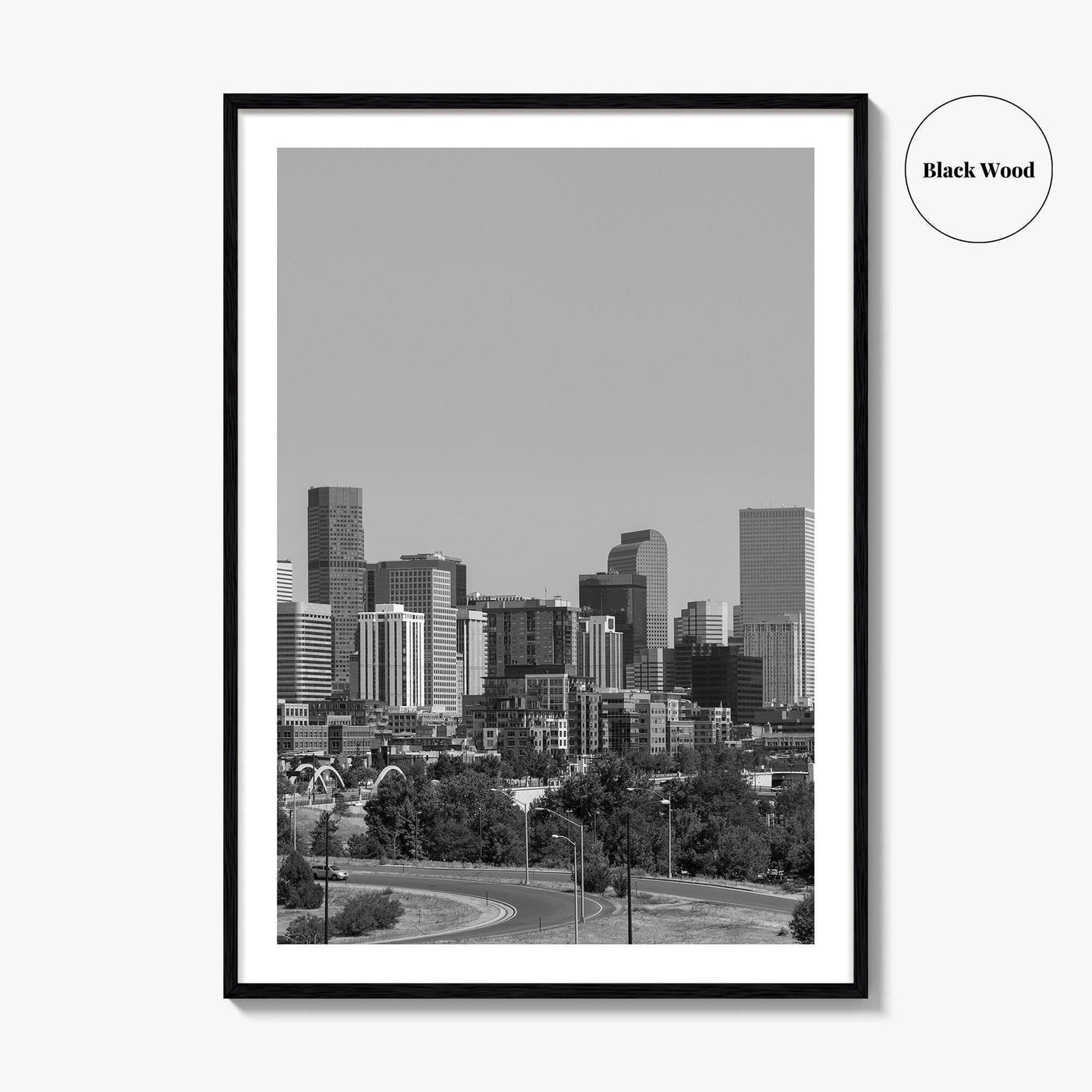 Denver Skyline Black and White Fine Art Photo Print, Panorama, Colorado Poster