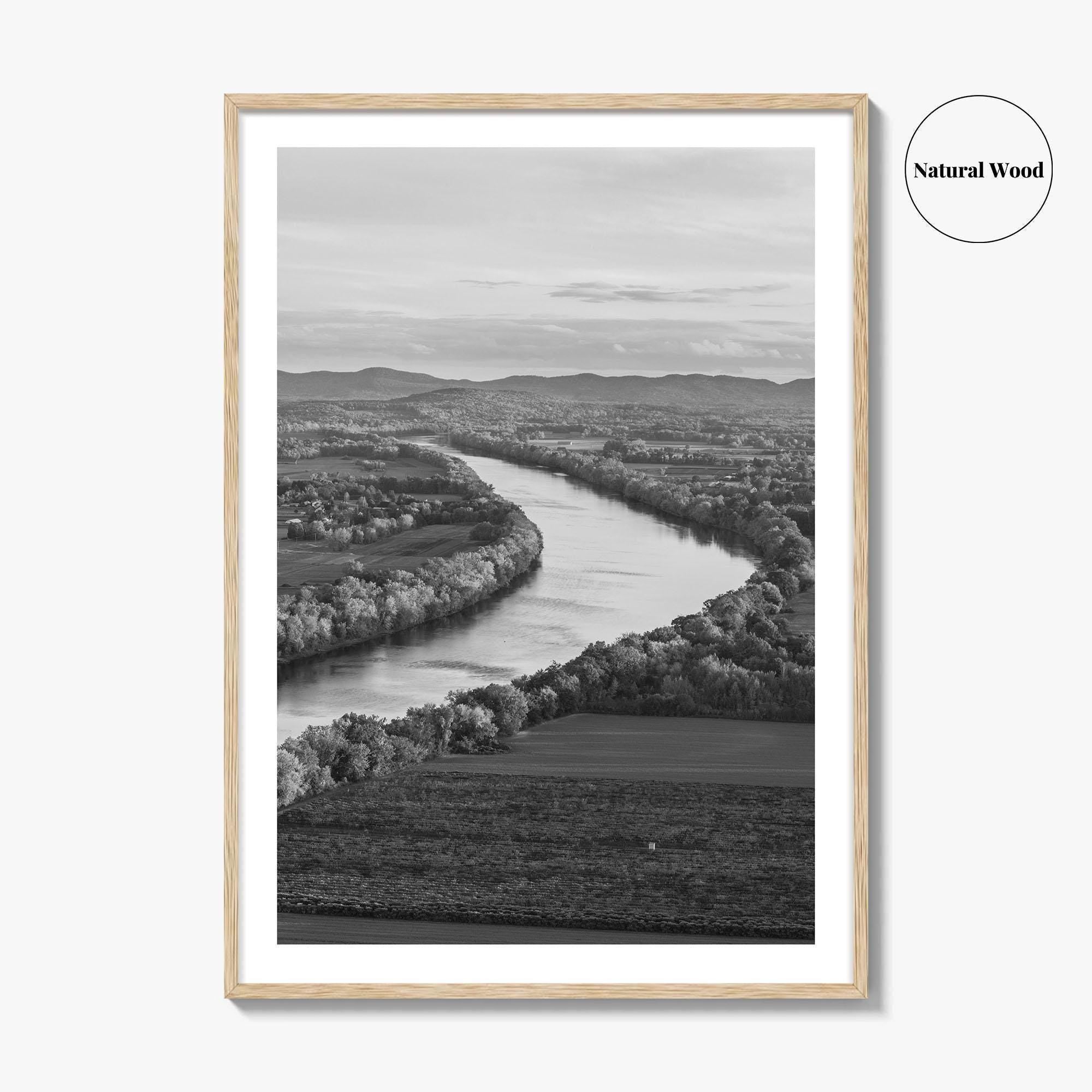 Connecticut Black and White Fine Art Photo Print, CT River Sugarloaf Mountain Poster