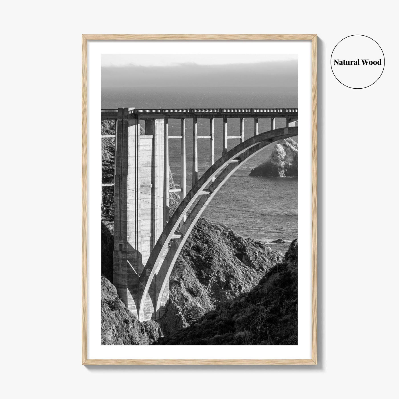 Bixby Creek Bridge Black and White Fine Art Photo Print, Big Sur, California Poster