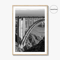 Bixby Creek Bridge Black and White Fine Art Photo Print, Big Sur, California Poster