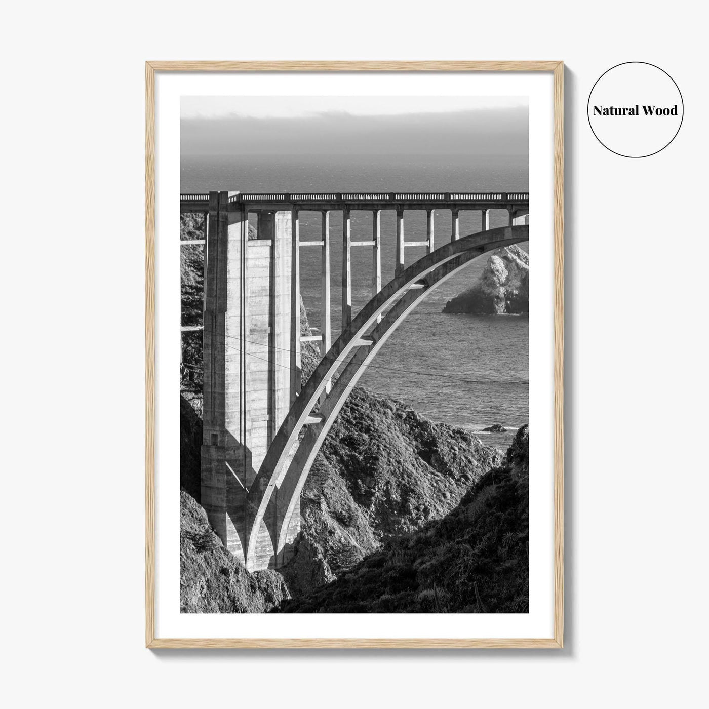 Bixby Creek Bridge Black and White Fine Art Photo Print, Big Sur, California Poster