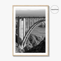 Bixby Creek Bridge Black and White Fine Art Photo Print, Big Sur, California Poster
