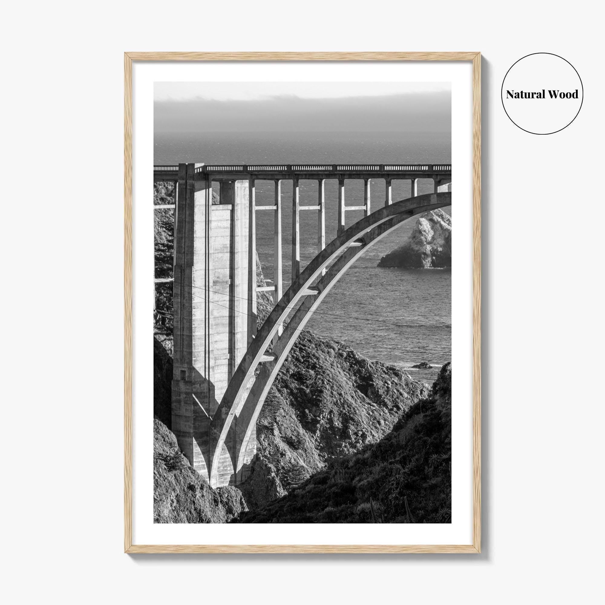 Bixby Creek Bridge Black and White Fine Art Photo Print, Big Sur, California Poster